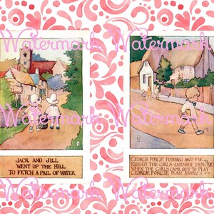 2 Vintage Children&#39;s Nursery Rhymes, Jack n Jill & Gorgie Porgie. Instant Digital Download.