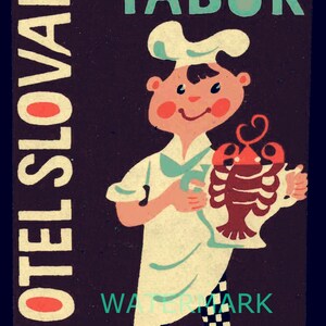 Vintage Hotel Slovan, Tabor, Luggage Label, Digital Image