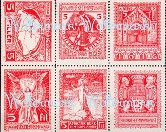 Vintage Travel Beautiful Eastern European Poster Stamps. Instant Download Digital Image.