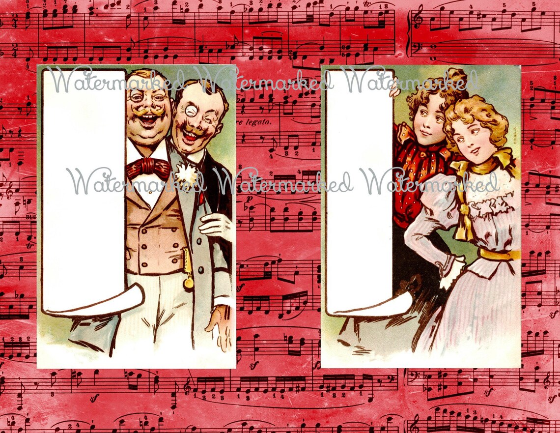 Rare Vintage Old World German Holiday Postcards 2 Victorian Couples ...