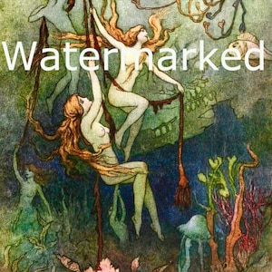 Vintage Sea Nymphs, Mermaids, Gobel Digital Image