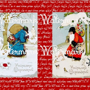 Vintage Weihnachtsmann Weihnachtsmann Postkarten, Instant Digital Download