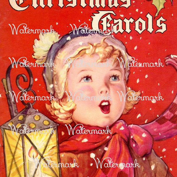 Vintage 1940s Christmas Carols Image. Instant Digital Download.