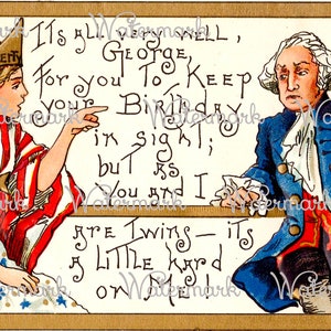 vintage 4th of July, Lady Liberty & George Washington, Téléchargement numérique