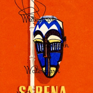 Vintage Antique Luggage Label, Sabena Airlines, Belgian Congo, South Africa Instant Download Digital Image