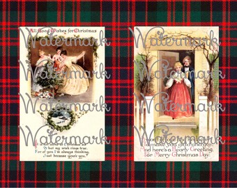 Set of 10 "Little Women" Christmas Images, on 5 Sheets, for DIY Signs, or Banners, or Cards, etc.. Instant Digital Download.