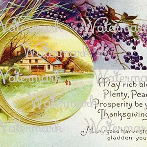 Vintage Thanksgiving Harvest Home, Farmhouse & Grapes. Instant Digital Download