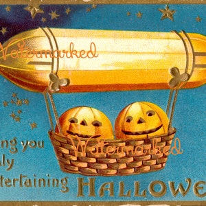Vintage Halloween Clapsaddle JOLs in Blimp. Digital Download