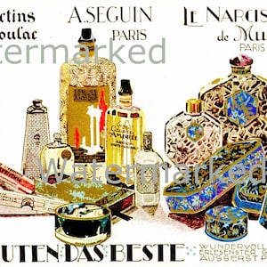 Vintage French Perfume Cosmetics Advertisement,  Single Image Sheet, Instant Digital Download Plus FREE Gift