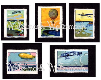 World War I Era Aircraft. Planes, Balloon, Blimp Images Set of 5. Instant Digital Download.