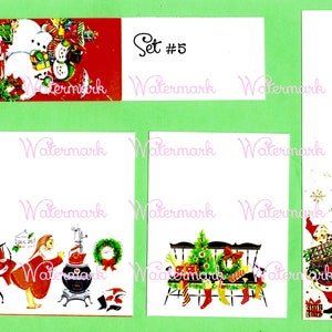 Vintage Mid Century Christmas Collage Sheets, Mini Karten oder Tags, Cut and Fold, Set 5. Sofortiger digitaler Download