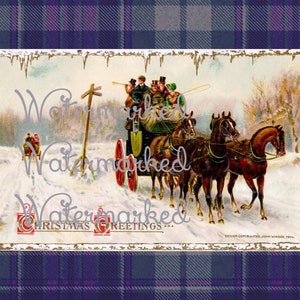 Vintage Dickens Style Grande Immagine di Natale, Winsch "Mail Coach" Instant Digital Download.