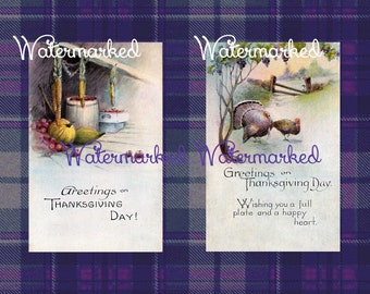 6 Old World Thanksgiving Images for DIY Signs or Banners, or Cards, etc.. Instant Digital Download.