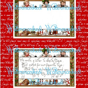 Vintage 2 Versiones Art Deco Invierno Navidad Niños Escribiendo a Papá Noel, Además de Regalo GRATIS. Descarga digital instantánea