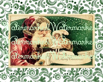 Vintage Old World Christmas, Santa Claus & Toys. Instant Digital Download. Plus FREE Gift