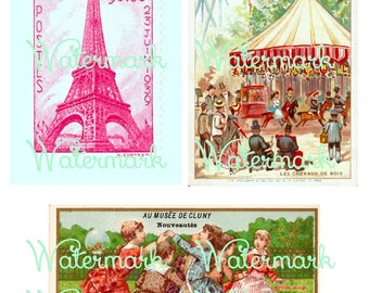 3 Old World Paris & Perfume Labels European Images. Instant Digital Download.