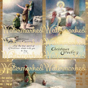 Vintage 3 Old World First Christmas Shepherds Bethlehem, 3 Large Postcard Images for Tags, Cards, & Projects. Instant Digital Download