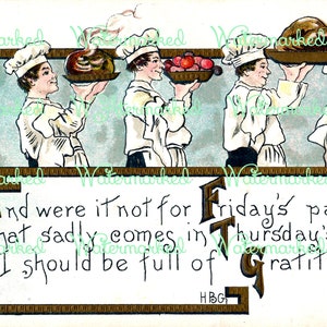 Vintage Thanksgiving Chefs & Poem. Instant Digital Download