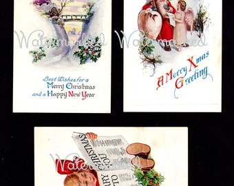 6 Old World European Christmas Images for DIY Signs or Banners, or Cards, etc.. Instant Digital Download.
