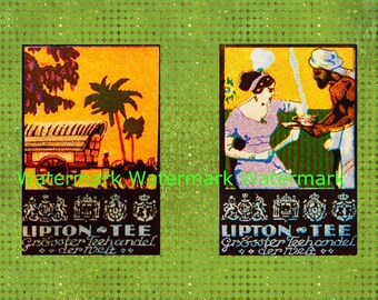 Vintage Old Indian Lipton Tea Advertisements, Collage Sheet, 2 Image Sheet, Set 2 Instant Digital Download Plus FREE Gift