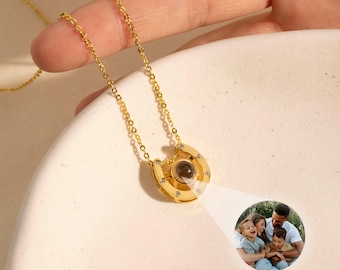 Horse Photo Projection Necklace,Horseshoe Necklace,Picture Inside Jewelry,Lover Gift,Valentine's Day Gift,Gift for Her Him