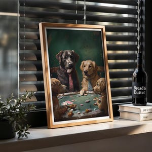 Chiens jouant au poker et cartes | Impression canine vintage humoristique | Téléchargement numérique original de salle de jeux