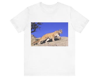 Polowanie na lwa górskiego - Bella Canvas 3001 Unisex Jersey z krótkim rękawem