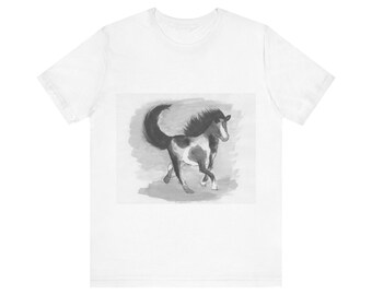 Running Horse Sketch - Bella Canvas 3001 Unisex Jersey Krótki Rękaw Koszulka