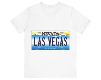 Tablica rejestracyjna stanu Nevada - Bella Canvas 3001 Unisex Jersey z krótkim rękawem