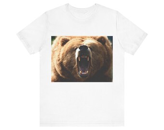 Grizzly Bear Growl - Bella Canvas 3001 Unisex Koszulka z krótkim rękawem