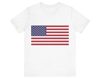 Flaga USA - Bella Canvas 3001 Unisex Jersey Koszulka z krótkim rękawem