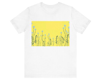 Żółte kwiaty - Bella Canvas 3001 Unisex Jersey Koszulka z krótkim rękawem