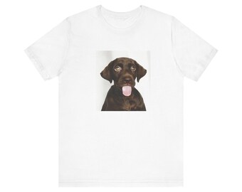 Uroczy szczeniak labradora - Bella Canvas 3001 Unisex Jersey z krótkim rękawem