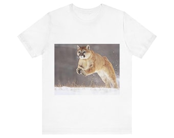 Mountain Lion Pouncing - Bella Canvas 3001 Unisex Jersey Koszulka z krótkim rękawem
