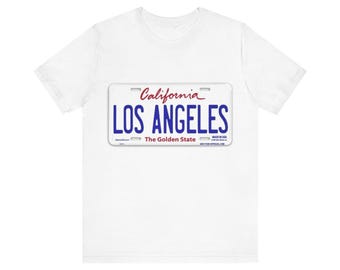 Tablica rejestracyjna stanu Kalifornia - Bella Canvas 3001 Unisex Jersey z krótkim rękawem
