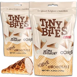 White Chocolate Tiny Bites – Mini Waffle Cone Snacks | Gourmet Treats, Belgian Candy, Edible Gift, Holiday Snack