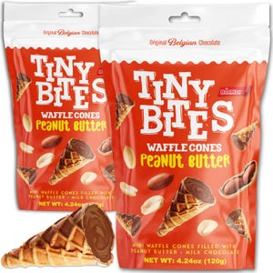 Peanut Butter Tiny Bites – Mini Waffle Cone Snacks | Gourmet Treats, Belgian Candy, Edible Gift, Holiday Snack