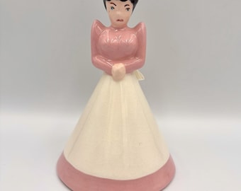 Sino figurativo feminino vintage da Cleminson's, Califórnia, década de 1950, em cerâmica, RARO, rosa.