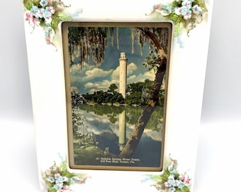 VTG 1987 Ceramic Picture Frame 4 x 6 Flowers Cottagecore Shabby Jubilee Granny