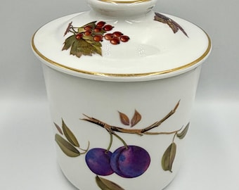 Vintage 1960s Royal Worcester Evesham Gold Lidded 6" Small Canister England