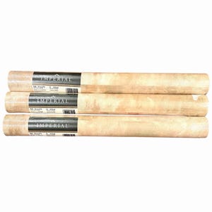 May include: Three rolls of light tan wallpaper with a subtle mottled texture. Each roll features a black label with the text IMPERIAL, 56.0 sq ft, and 5.20 m2 printed on the front. The rolls are stacked horizontally against a plain white background.