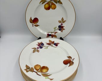 Royal Worcester Evesham Guldfärgade Salladstallrikar Set Om 7 Tillverkade I England 20 cm
