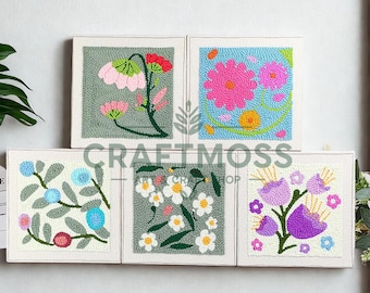 Flower Punch Needle Kit, Beginner DIY Craft, Starter Kit