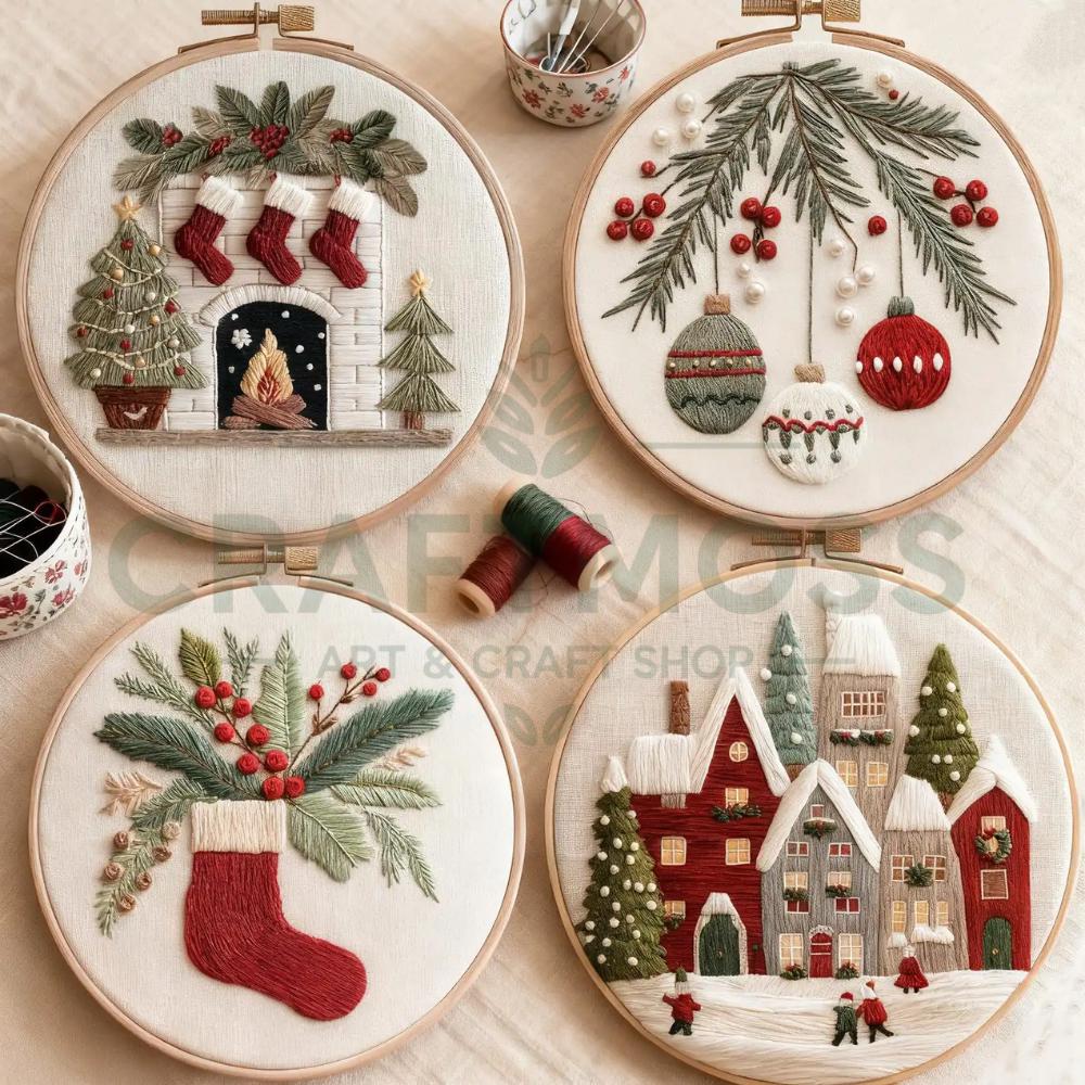 Christmas Embroidery Kit: Beginner embroidery kit, DIY Craft kit, starter kit, Santa Claus Design, holiday gift