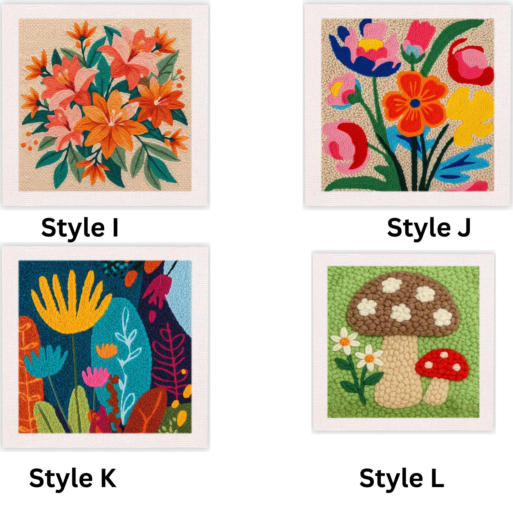 Beginner Punch Needle Kit, Floral Embroidery Craft, DIY Wall Art, Rug ...