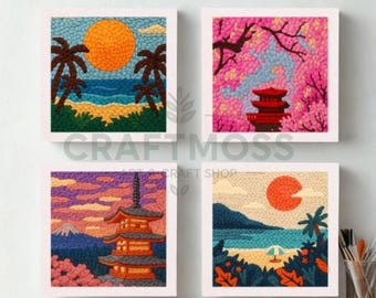 beginner Punch Needle Embroidery Kit,  Tufting Kit, DIY Craft kit, Rug Hooking, gift for her, punch sew,