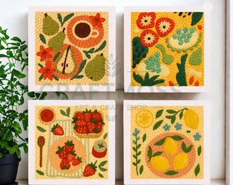 初心者向けパンチニードル刺繍キット、抽象的な花のタフティングキット、DIYクラフトキット、ラグフッキング、抽象的な壁の装飾、パンチソー、ニードルポイント