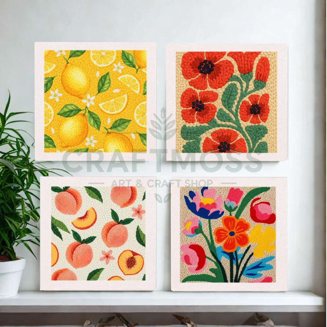 Beginner Punch Needle Kit, Floral Embroidery Craft, DIY Wall Art, Rug ...