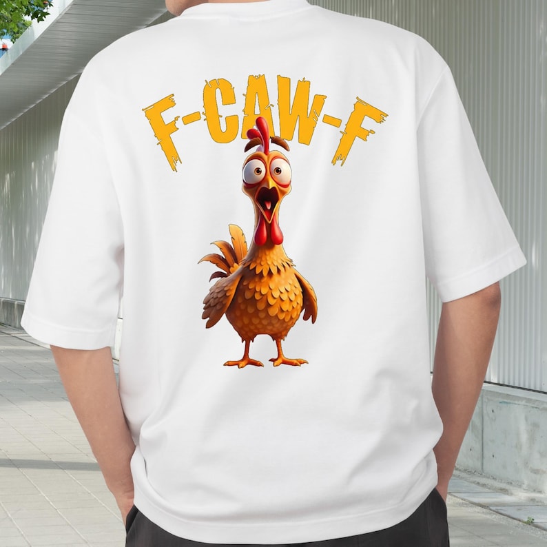 Funny F-Caw-F Chicken PNG, Screaming Rooster Meme Clipart, Crazy Hen Digital Art, F CAW F Meme Png, Meme Farm Animal Shirt Design Download