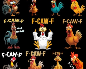 トレンディな面白いF-Caw-FチキンバンドルPNG、面白い叫び声を上げる鶏のPNGミーム、農場の動物Png、F-CAW-Fミーム、F-Caw-Fチキンルースターミームクリップアート